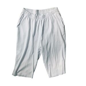 Lands End White Cotton/Spandex Knit Pull On Capris